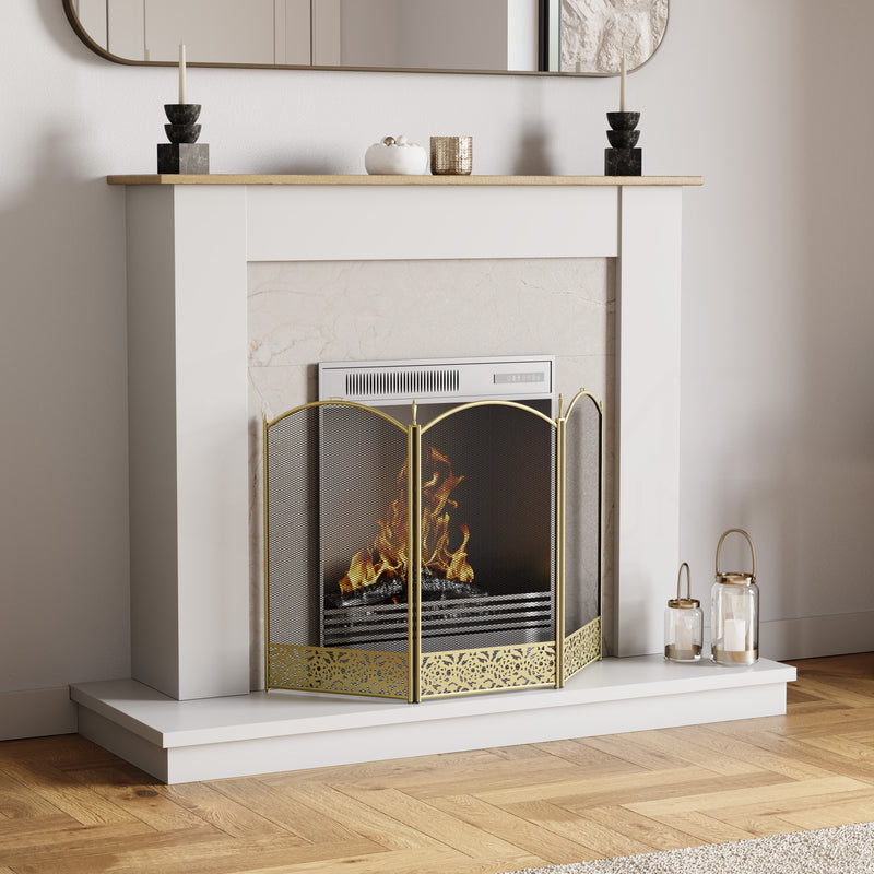 Ingleton 3-Panel Fire Guard - Brass