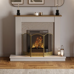 Ingleton 3-Panel Fire Guard - Brass