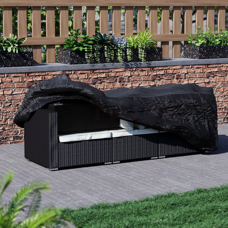 Hampton 4 Seater Corner Rattan Set, Grey & Outdoor Patio Furniture Cover