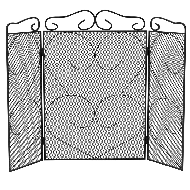 Tapton 3-Panel Fire Guard - Black