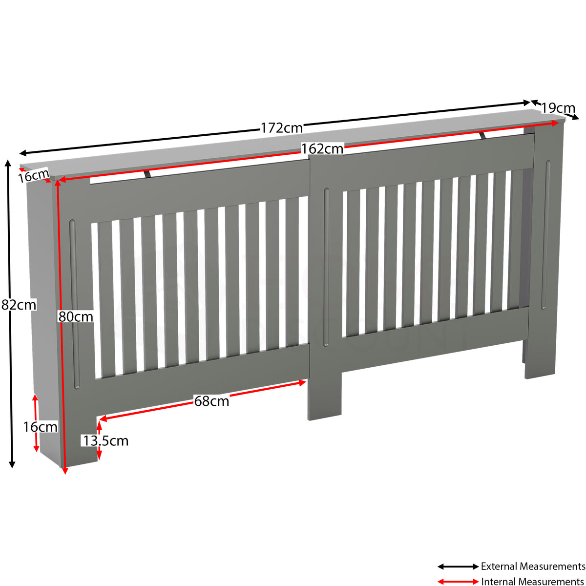 Chelsea Radiator Cover - Olive Grey, Extra Large