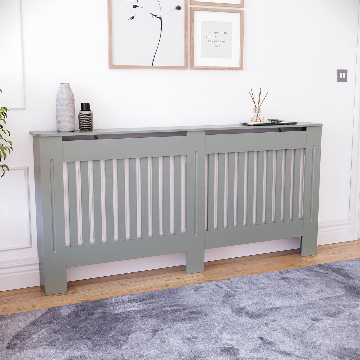 Chelsea Radiator Cover - Olive Grey, Extra Large