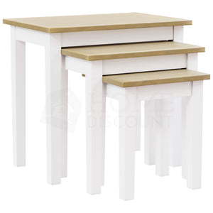 Yorkshire Nest of 3 Tables - Oak & White