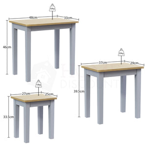 Yorkshire Nest of 3 Tables - Oak & Grey