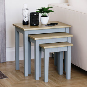 Yorkshire Nest of 3 Tables - Oak & Grey