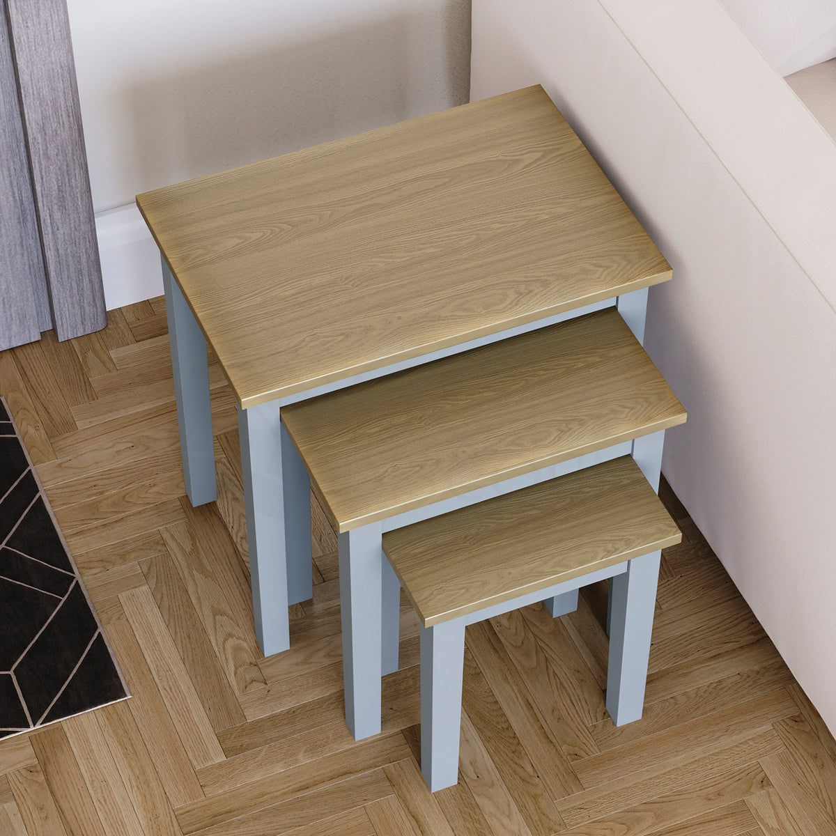 Yorkshire Nest of 3 Tables - Oak & Grey