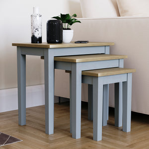 Yorkshire Nest of 3 Tables - Oak & Grey