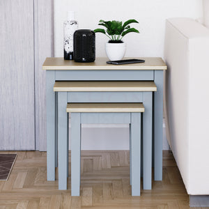 Yorkshire Nest of 3 Tables - Oak & Grey