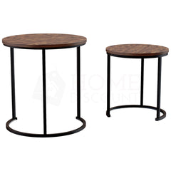 Brooklyn Nest of 2 Round Tables - Dark Wood