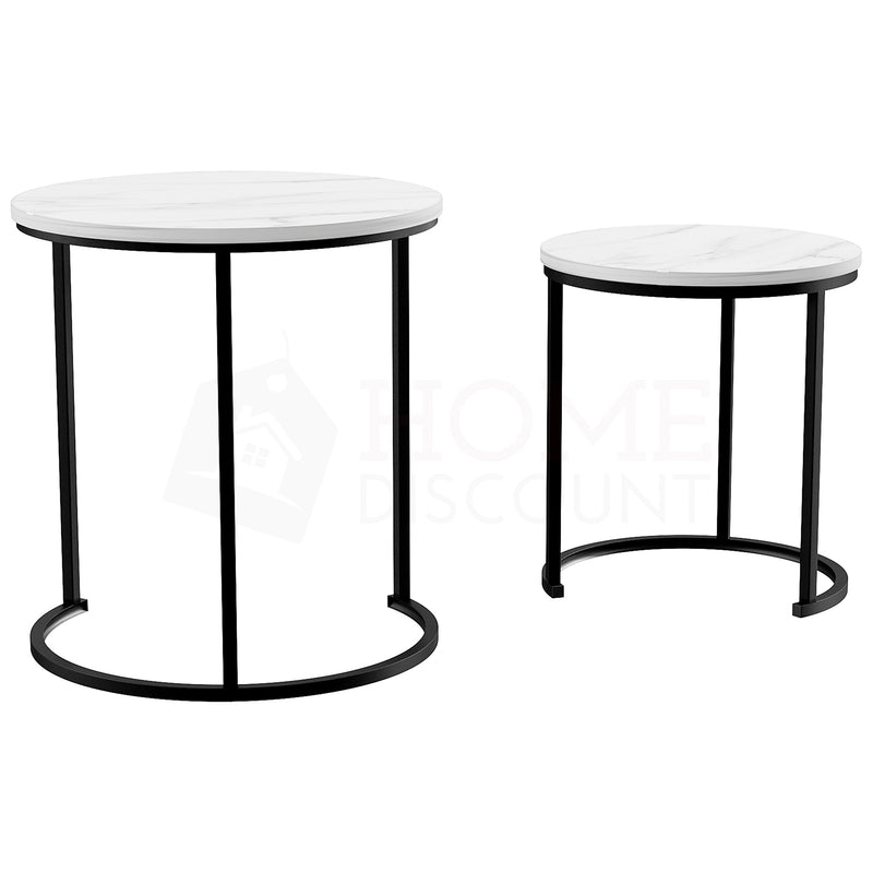 Brooklyn Nest of 2 Round Tables - Marble