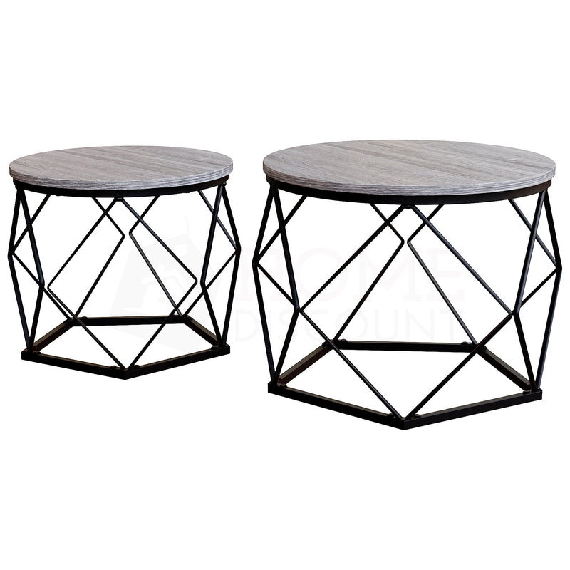 Brooklyn Nest of 2 Geometric Tables - Grey