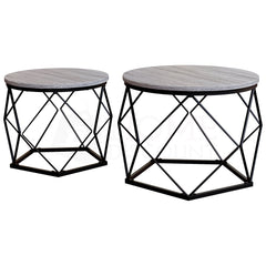 Brooklyn Nest of 2 Geometric Tables - Grey