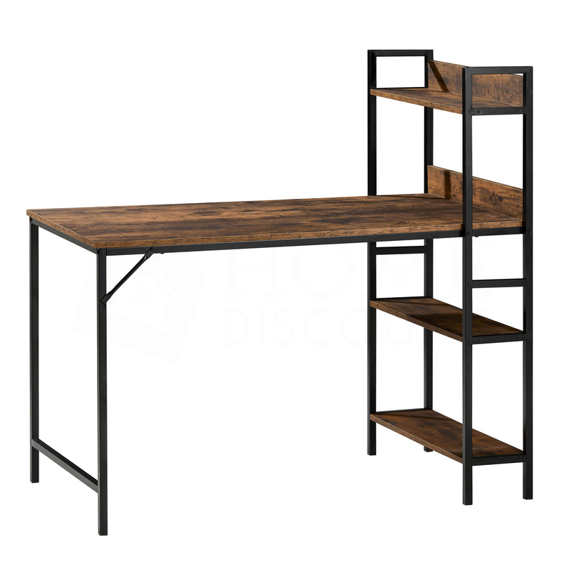 Brooklyn Computer Desk With 3 Shelves - Dark Wood
