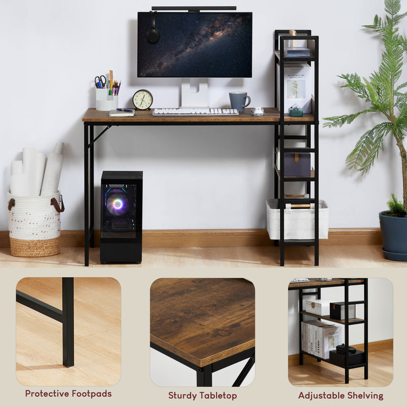 Brooklyn Computer Desk With 3 Shelves - Dark Wood