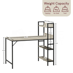 Brooklyn Computer Desk With 3 Shelves - Grey