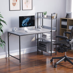 Brooklyn Computer Desk With 3 Shelves, Grey