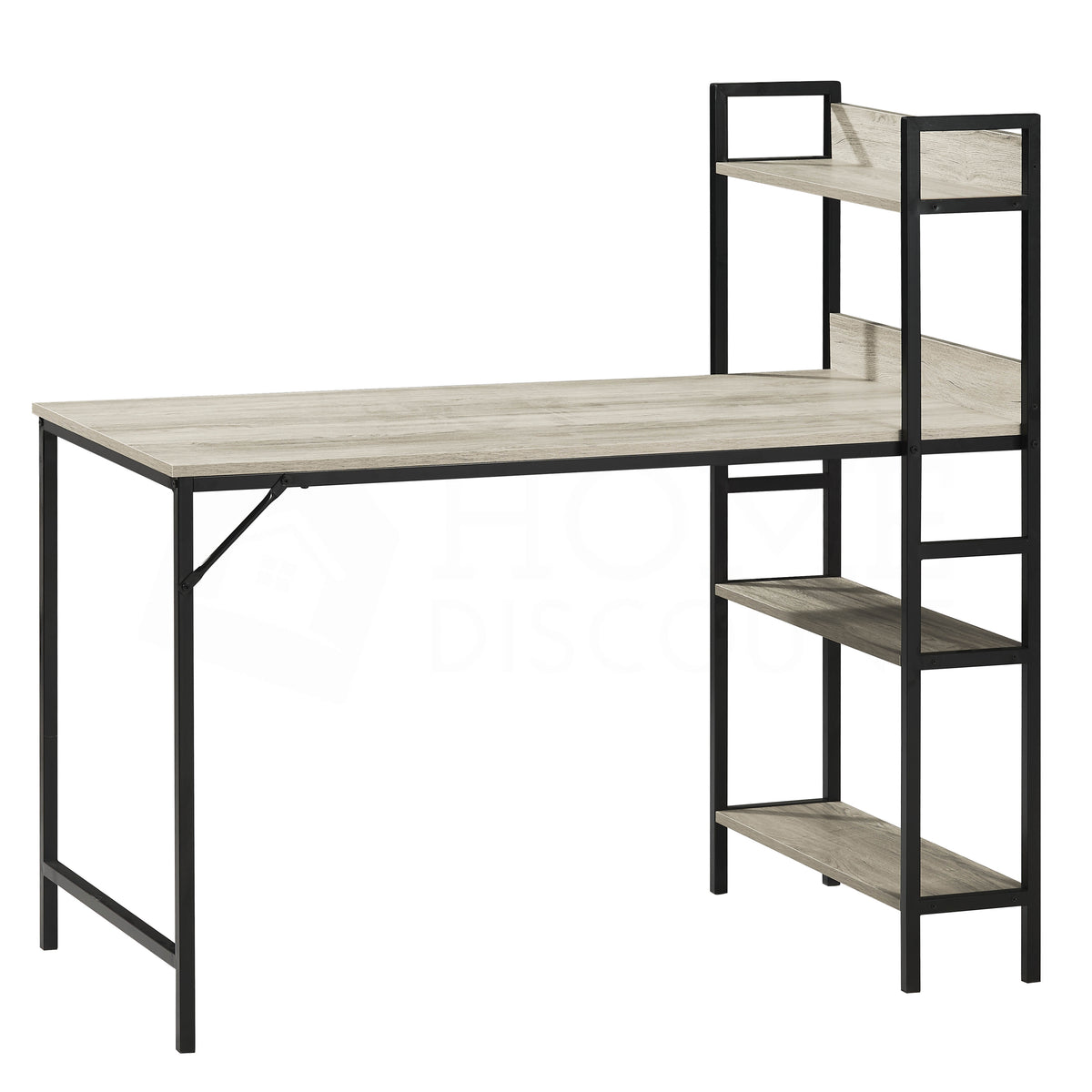 Brooklyn Computer Desk With 3 Shelves - Grey