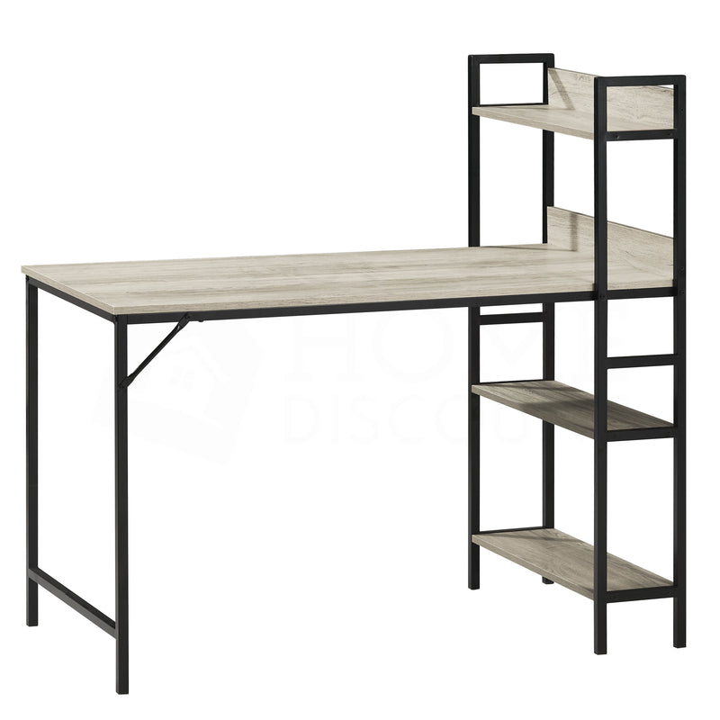 Brooklyn Computer Desk With 3 Shelves - Grey