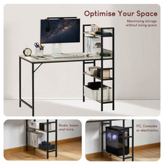 Brooklyn Computer Desk With 3 Shelves - Grey