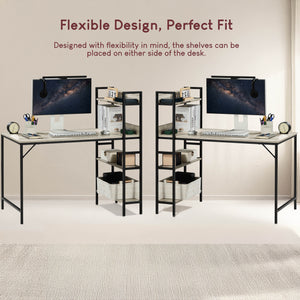 Brooklyn Computer Desk With 3 Shelves - Grey