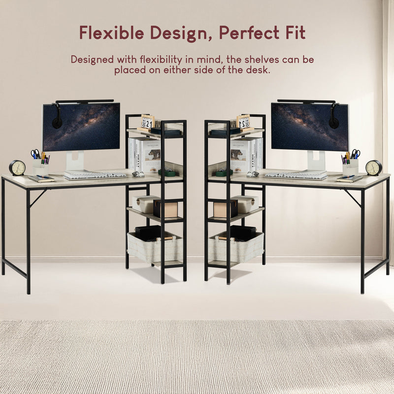 Brooklyn Computer Desk With 3 Shelves - Grey