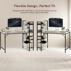 Brooklyn Computer Desk With 3 Shelves - Grey