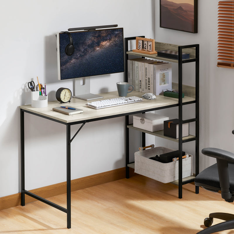 Brooklyn Computer Desk With 3 Shelves - Grey