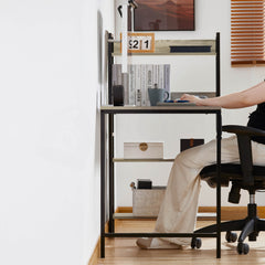 Brooklyn Computer Desk With 3 Shelves - Grey