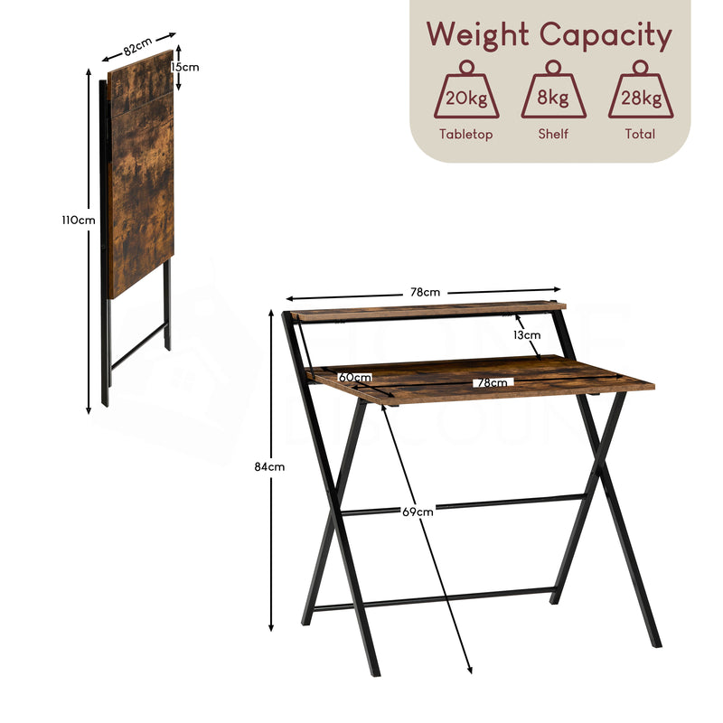 Brooklyn Foldable Computer Desk - Dark Wood