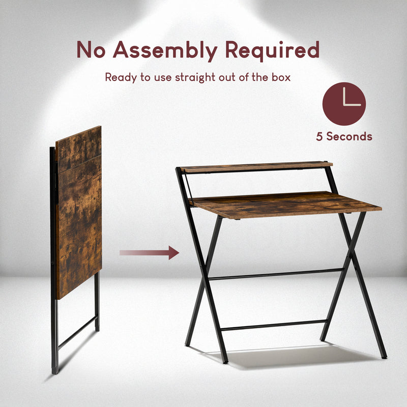 Brooklyn Foldable Computer Desk - Dark Wood