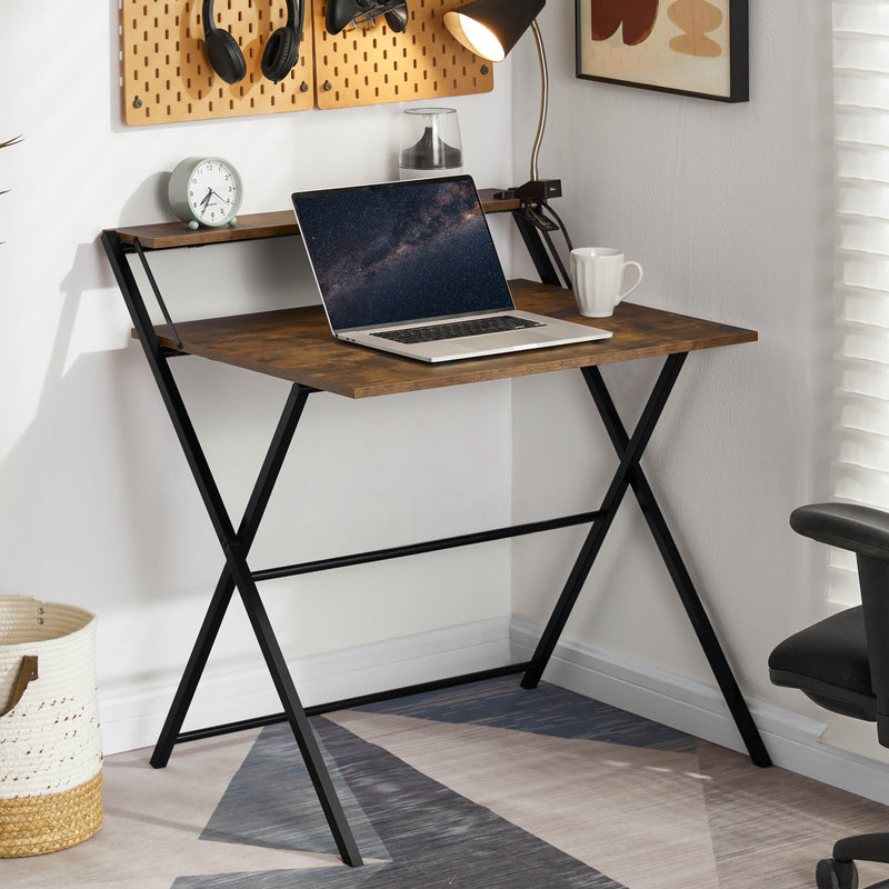 Brooklyn Foldable Computer Desk - Dark Wood