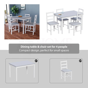 Yorkshire 4-Seater Dining Set - White & Grey