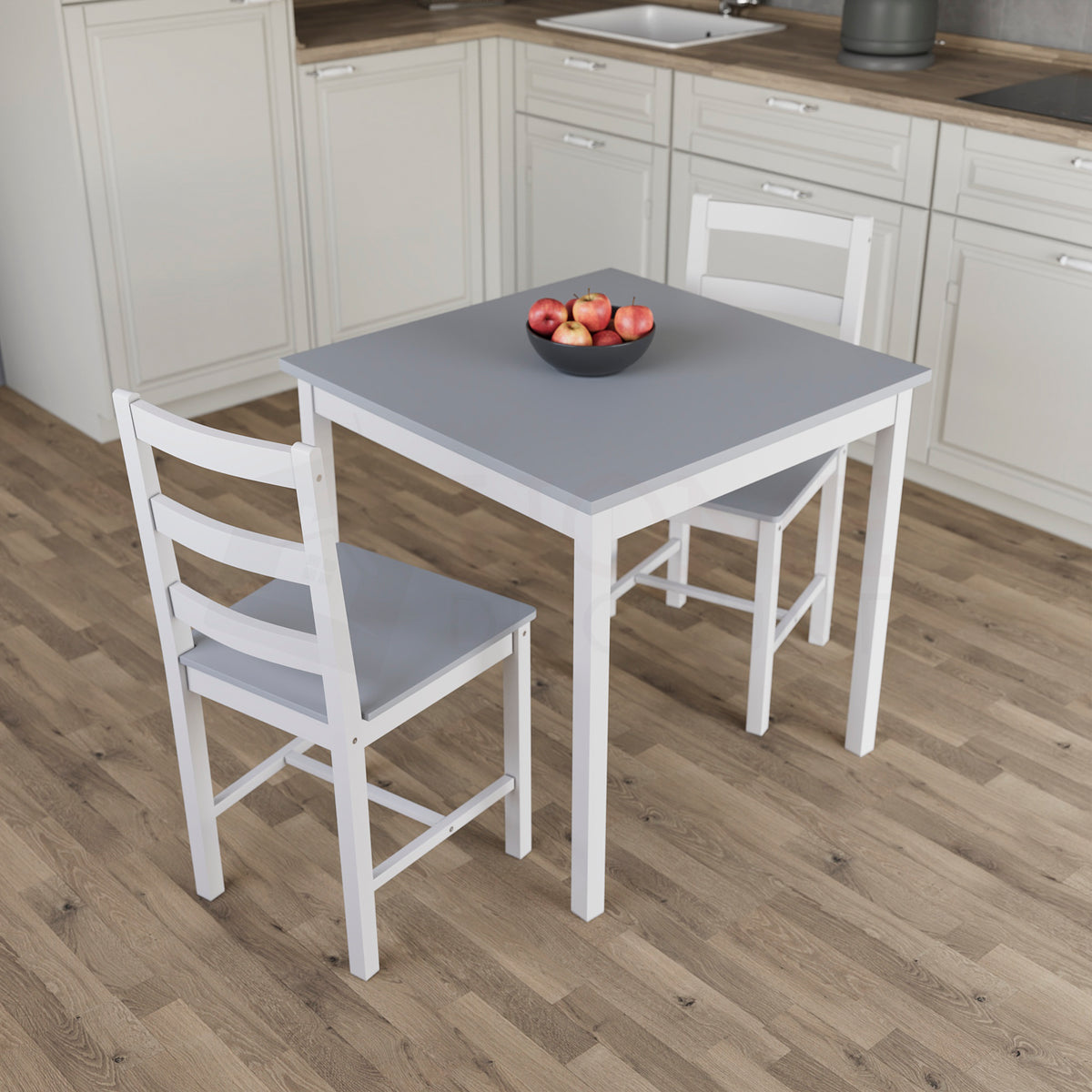 Yorkshire 2-Seater Dining Set - White & Grey