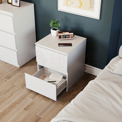 Denver 2-Drawer Large Bedside Chest - White