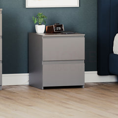 Denver 2-Drawer Large Bedside Chest - Grey