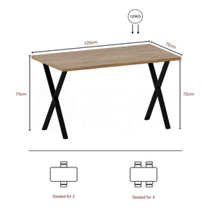 4-Seater Dining Table With X Shape Legs, Oak