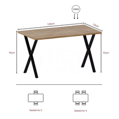 4-Seater Dining Table With X Shape Legs, Oak