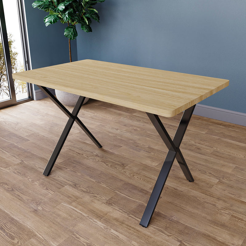 4 Seater Dining Table With X Shape Legs, Oak