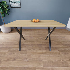 4 Seater Dining Table With X Shape Legs, Oak