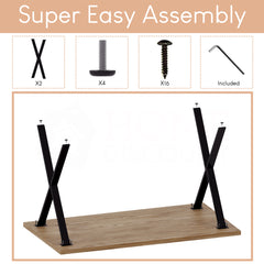 4-Seater Dining Table With X Shape Legs, Oak