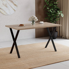 4-Seater Dining Table With X Shape Legs, Oak