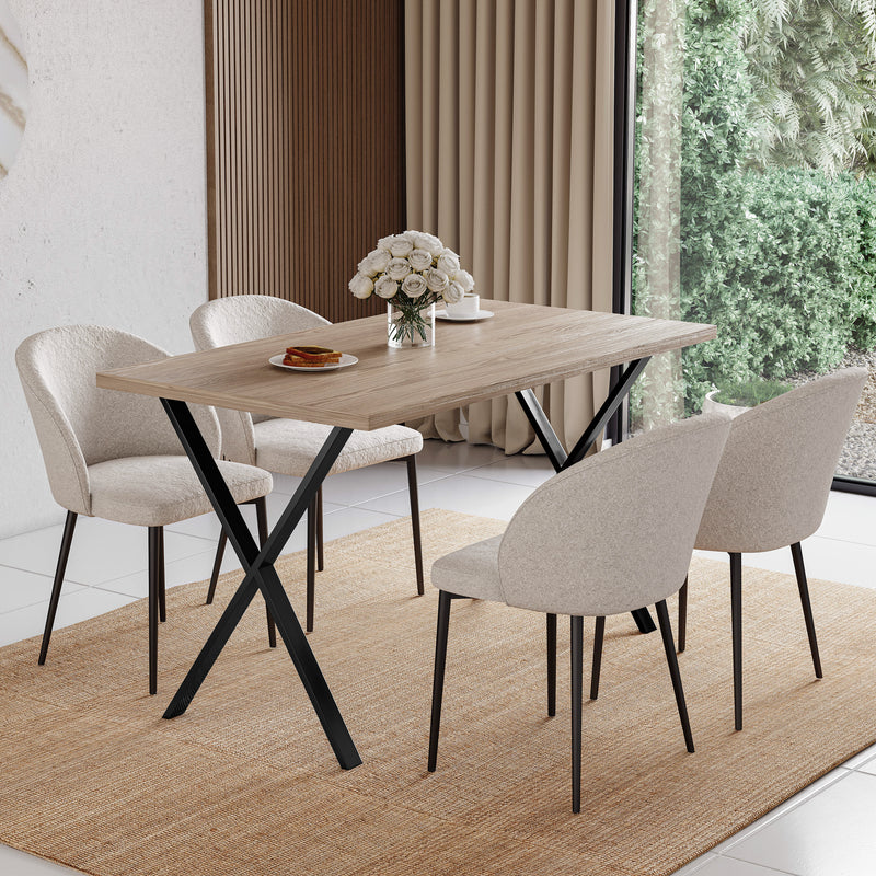 4-Seater Dining Table With X Shape Legs, Oak