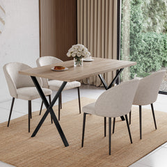 4-Seater Dining Table With X Shape Legs, Oak