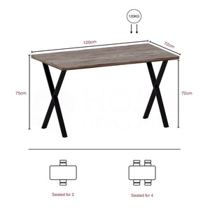 4-Seater Dining Table With X Shape Legs - Walnut