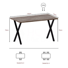 4-Seater Dining Table With X Shape Legs - Walnut
