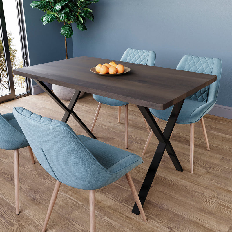 4 Seater Dining Table With X Shape Legs, Walnut