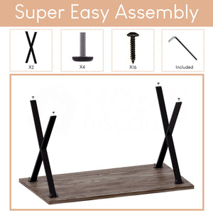 4-Seater Dining Table With X Shape Legs - Walnut