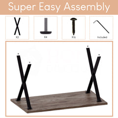 4-Seater Dining Table With X Shape Legs - Walnut