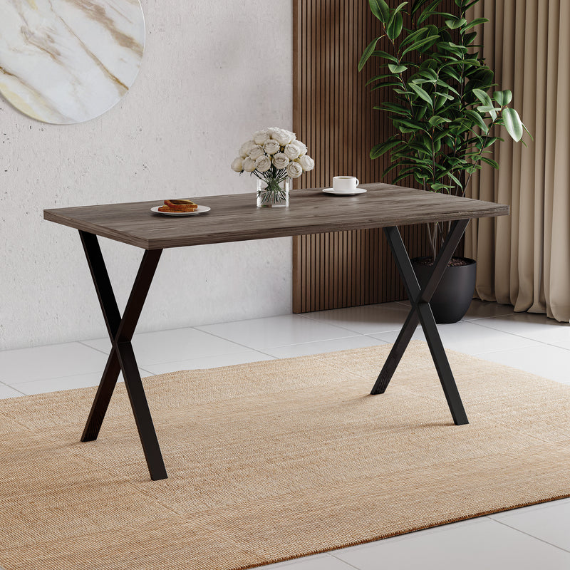4-Seater Dining Table With X Shape Legs - Walnut