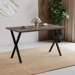 4-Seater Dining Table With X Shape Legs - Walnut